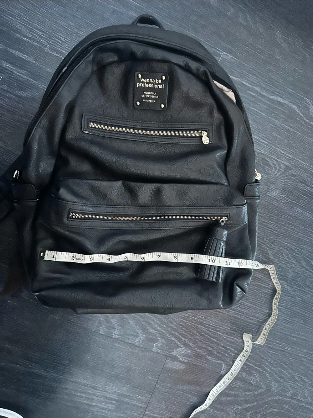 Monopoly Wanna Be Professional Black Faux Leather Laptop Backpack